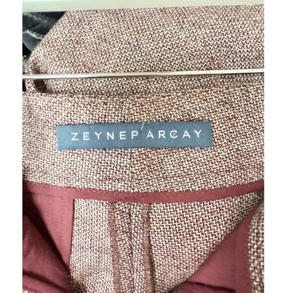 Zeynep Arcay Wool Blend Tapered Pleated Trouser Pants Brown Women's Size US 4 - Picture 3 of 4